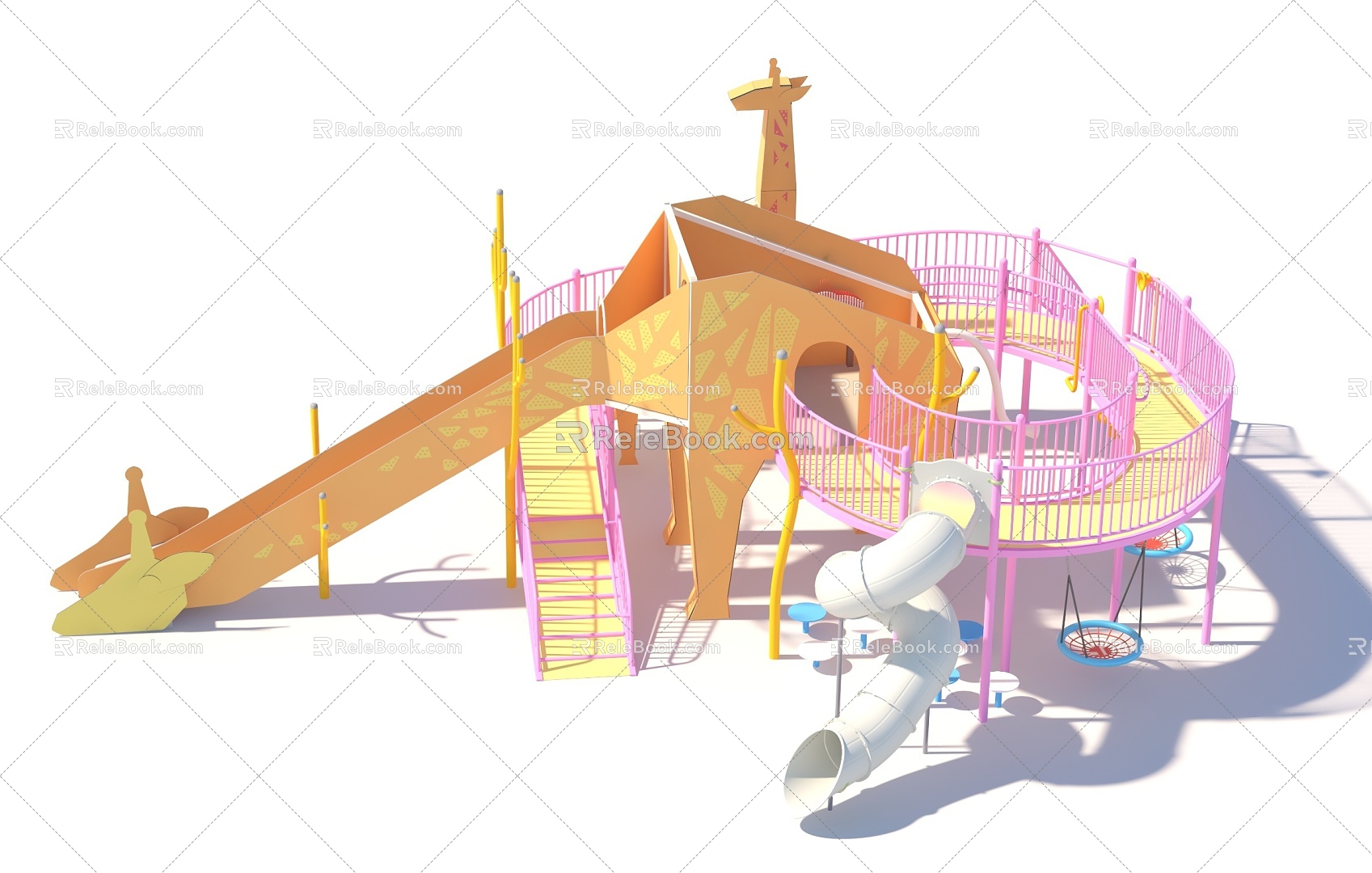 Giraffe Animal Paradise Customized Paradise Development Paradise Amusement Park Children's Paradise Playground Combination Function Slide Amusement Scoot 3d model