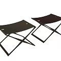 Modern Wooden Stools With Metal Crossed Legs And X Shaped Frame Design