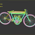 Yellow Classic Cyclone Motorcycle With Red Seat Black Wheels And Yellow Rims