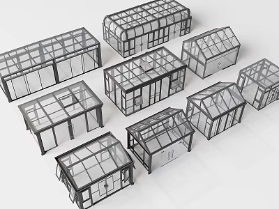 Various Sunshade Frames With Different Glass Designs And Multiple Structure Shapes 3d model