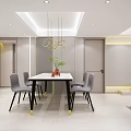 Modern Living and Dining Area Interior With Chandelier Sofas Coffee Tables And TV