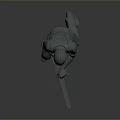 3D Model Of Worker In Safety Helmet Operating Chainsaw With Work Attire