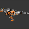 Smart Machine Mechanical Dinosaur With Orange Body Sharp Teeth And Glowing Eyes 3d model