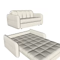 Modern Cream Fabric Convertible Sofa Bed With Comfortable Cushions And Sturdy Frame 3d model