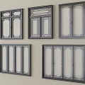 Various Casement Windows With Dark Frames And Decorative Grid Patterns Mounted On Wall
