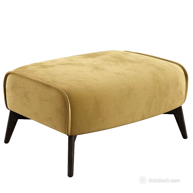 Stylish Beige Velvet Shoe Bench With Dark Wooden Legs Modern Design 3d model 