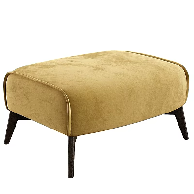 Stylish Beige Velvet Shoe Bench With Dark Wooden Legs Modern Design 3d model