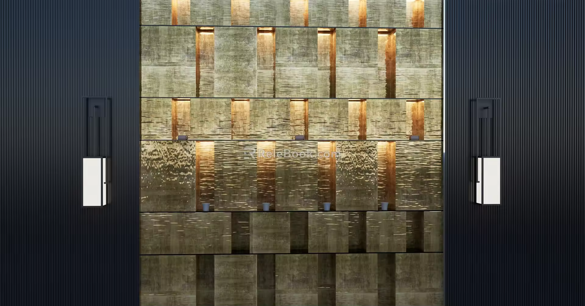 Copper rust stone background wall 3d model
