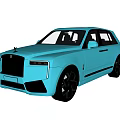 Light Blue Rolls-Royce SUV With Black Wheels And Signature Front Grille Design 3d model