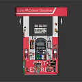 Hi Modern Gasoline Fuel Dispenser With Pink Exterior And EXIT EXPRESS Sign