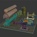 Industrial Machinery Setup With Cylindrical Equipment Motors And Pumps On Platform
