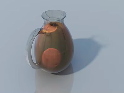 Transparent Glass Vase With Brown Orange Accents And Handle For Decorative Flower Arrangement 3d model