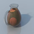 Transparent Glass Vase With Brown Orange Accents And Handle For Decorative Flower Arrangement