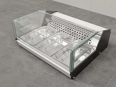 Stainless Steel Glass Door Kitchen Appliance Display Case With Multi Tiered Trays 3d model