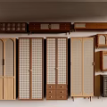 Modern Wooden Furniture Collection With Lattice Doors Glass Panels And Drawers