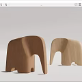 Elegant Elephant Shaped Sofa Stools In Brown And Wooden Design For Living Room Decor