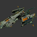 Detailed Sci Fi Mechanical Spaceship Model With Silver Blue Orange Intricate Design