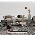 Quiet Sofa Tea Table Combination Sofa Coffee Table 3d model