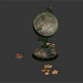 Decorative Ornament Set Featuring Globe With Ornate Base And Maple Leaves Accents