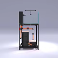 Black Frame Transparent Panel Device With Orange Pipes White Components And Red Small Part 3d model