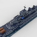Detailed Warship Model With Deck Equipment And Cargo Boxes On 3d model
