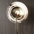 Modern Wall Lamps with Glass Design and Warm Glow on Dark Wooden Wall