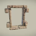 Stone Frame Structure Made With Stacked Rough Stone Blocks In Square Shape