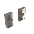 Elegant Modern Wine Cabinet With Glass Doors Wooden Drawers Shelves Wine Glasses And Lighting
