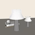 Modern Gray And White Table Lamps With Pleated Shades For Home Decor