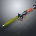 Military Rocket Launcher With Green Warhead Orange Grip And Black Metal Parts