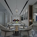 Modern Sales Office Interior Design With Unique Ceiling Sand Table And Marble Floor 3d model