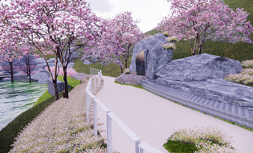 Modern Park Mountain Park Waterfront Stacking 3d model