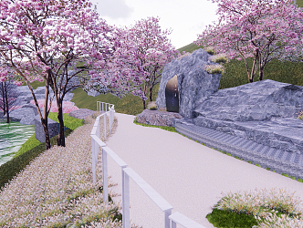 Modern Park Mountain Park Waterfront Stacking 3d model