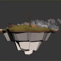 Low Poly Floating Island Scene With Animals Tree Grass And Rocks 3d model