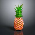 Fresh Ripe Pineapple With Green Leafy Top And Orange Yellow Skin