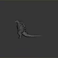 Fierce Giant Monster 3D Model With Open Mouth Spiked Back And Textured Skin