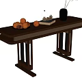 Elegant Wooden Console Table With Fruits Book Vase And Decorative Items