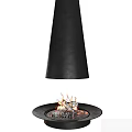 Modern Black Conical Fireplace Design With Stylish Decorative Flame Base 3d model
