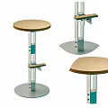 Modern Bar Stools With Wooden Seats And Metal Frames Featuring Blue Accents
