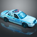 NYPD Police Car Model With Emergency Lights And Blue Stripes On Dark Background