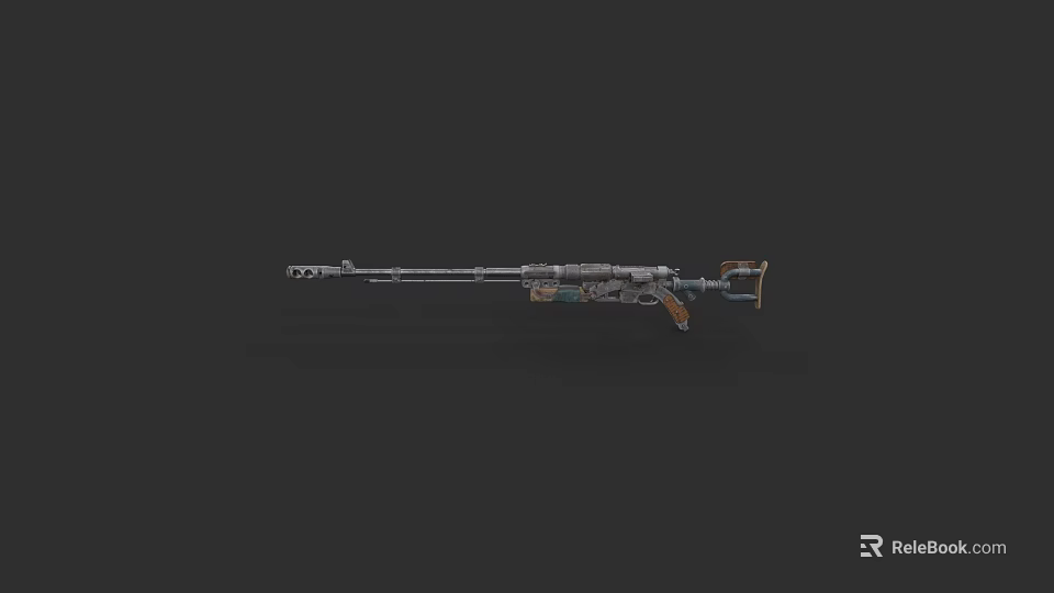 Intricate Military Rifle With Long Barrel Wooden Stock And Metal Components 3d model 