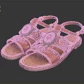 Stylish Red Leather Sandals With Decorative Buckle And Vintage Design Straps