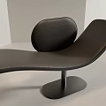 Modern Black Leather Leisure Chair With Curved Design And Metal Base
