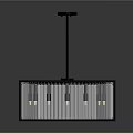 Elegant Modern Square Chandelier With Black Metal Frame And Crystal Pendants