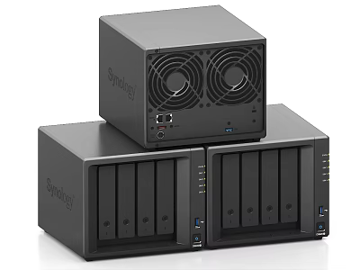 Synology Industrial Network Storage Equipment With Multiple Hard Drive Bays And Cooling Fans 3d model