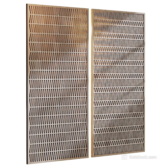 Two Modern Metal Screen Panels With Grid Pattern For Interior Decor 3d model 