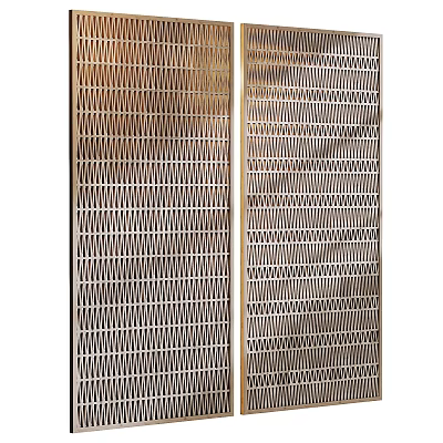 Two Modern Metal Screen Panels With Grid Pattern For Interior Decor 3d model