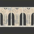 Ancient Arcade With Weathered Floor And Intricate Arched Ceiling Columns 3d model