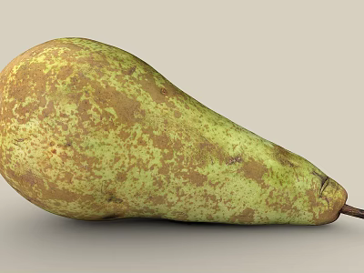 Juicy Organic Fresh Ripe Pear with Greenish Yellow Skin and Brown Spots 3d model