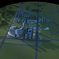 Aerial View Urban Planning With Modern Buildings Road Network And Green Spaces
